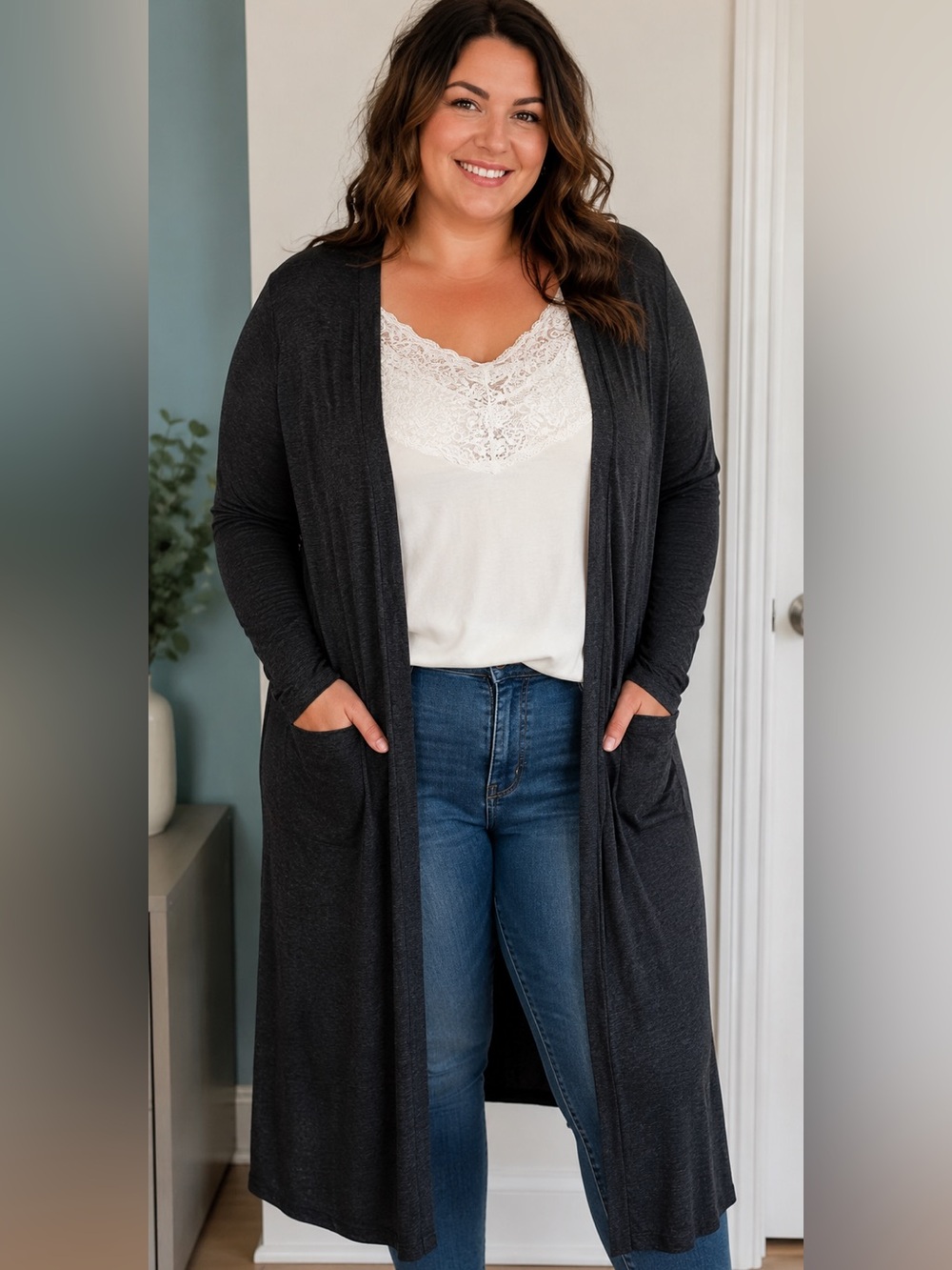 EUC 1XL TORRID Charcoal Cardigan - GUC- AS IS